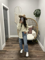 TAMMY NATURAL TEXTURED BUTTON UP SHACKET