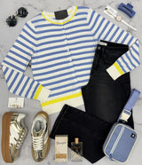 BLAIR BLUE AND YELLOW STRIPE CARDIGAN