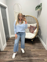 SHANNON POWDER BLUE STRIPE SWEATER TOP