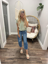 CAMBREE GREEN STRIPE BLOUSE TOP