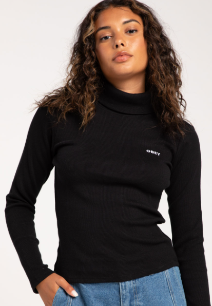OBEY BLACK BELLE TURTLENECK TOP
