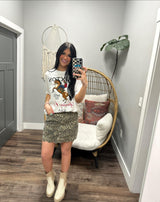 MIRANDA LEOPARD BUTTON FRONT DENIM SKIRT