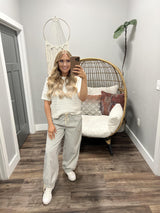 CAROLINE BLACK STRIPE TIE JOGGER PANTS