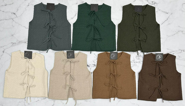 BLACK FRIDAY TEXTURE TIE FRONT SWEATER VEST *FINAL SALE*