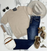 STEFANIE LIGHT TAUPE SWEATER TOP