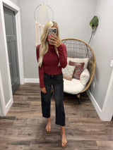 ROBBIE WINE LACE LONG SLEEVE TOP