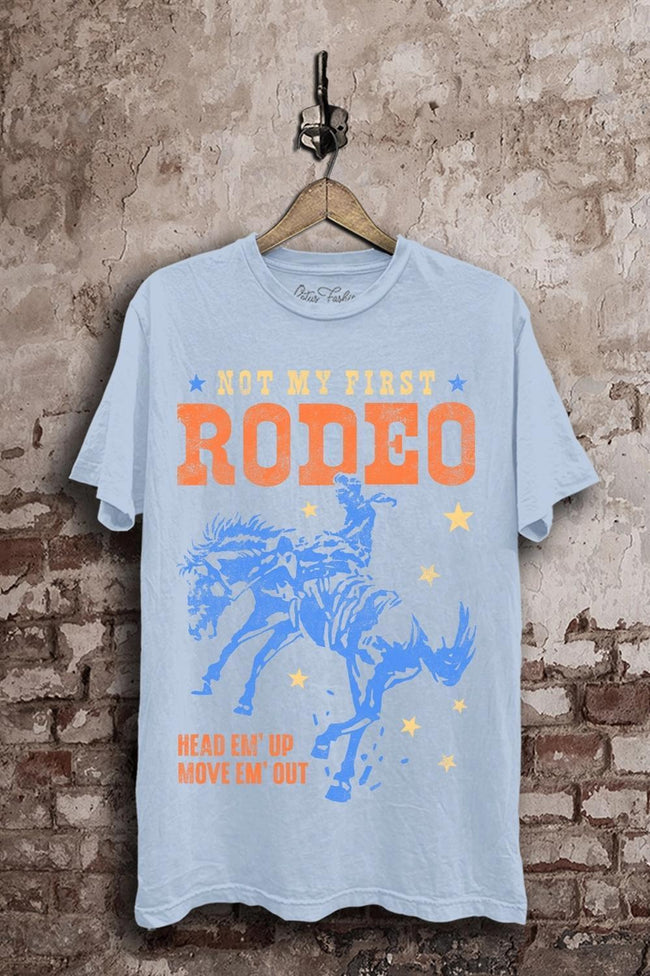 BLUE WASHED NOT MY FIRST RODEO TEE