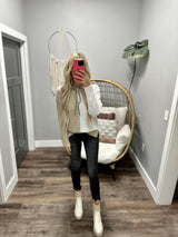 STACI GREY/IVORY/TAUPE TRI COLOR HOODIE