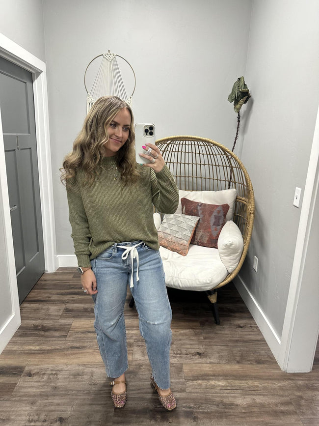 KALLI OLIVE KNIT SWEATER TOP