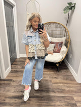 EMILY TIERED DENIM RUFFLE LAYERED BLOUSE TOP