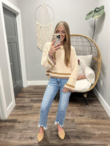 ABBEY CHENILLE NATURAL STRIPE SWEATER TOP