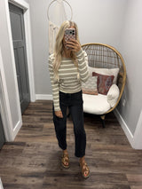 NINA RUST AND OLIVE STRIPE LONG SLEEVE TOP
