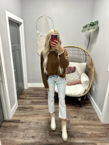 CHARLOTTE BROWN STITCH DETAIL SWEATER TOP