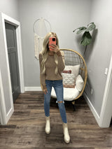 JENNIE LONG SLEEVE CAMEL STRIPE LONG SLEEVE TOP