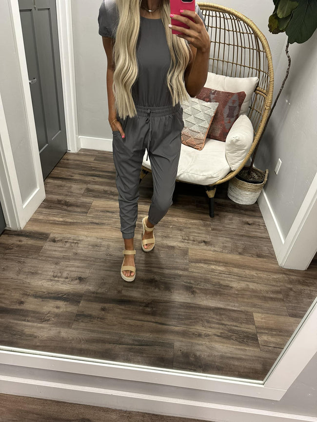UNITY CAP SLEEVE JUMPSUIT CEMENT GREY