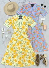 TABBY CREAM AND MANGO FLORAL MIDI DRESS