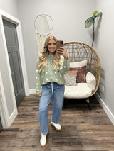 SADIE LONG SLEEVE POLKA DOT SAGE CARDIGAN