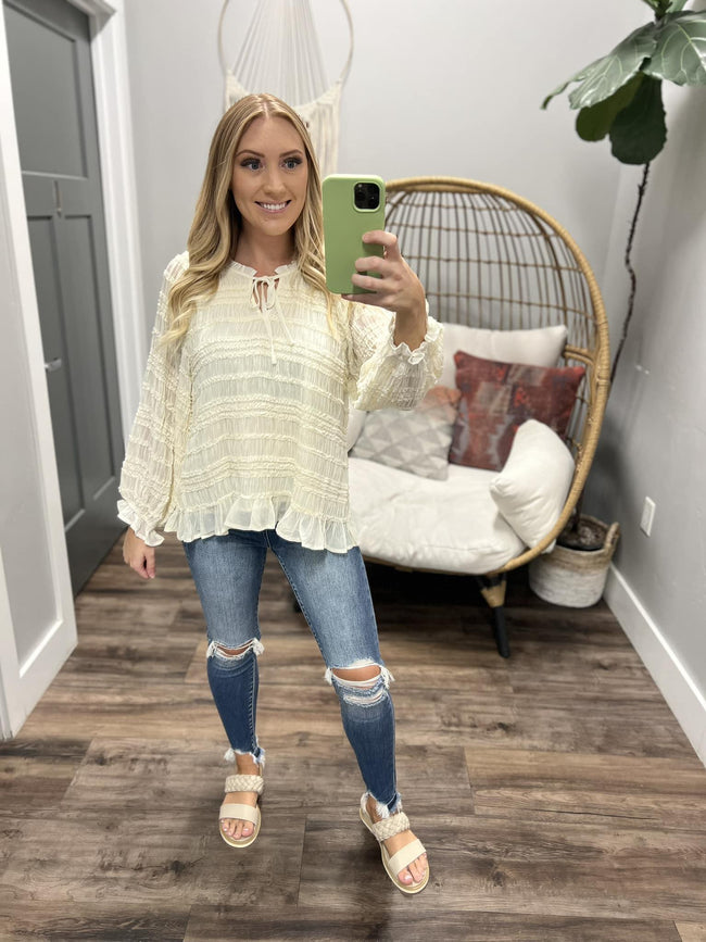 LEAVE IT TO LOVE RUFFLE DETAIL BLOUSE