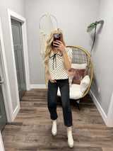 TASHA POLKA DOT CREAM COLLARED BLOUSE