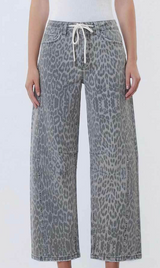 KATE GREY LEOPARD HIGH RISE BARREL DENIM