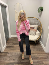 JONNIE PINK STRIPE CARDIGAN TOP