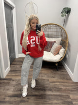 USA RED FLAG MOCKNECK SWEATSHIRT