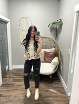 DEMI LEOPARD BUTTON UP SWEATER VEST TOP