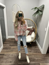 JAMIE PINK PLAID BUTTON UP SHIRT