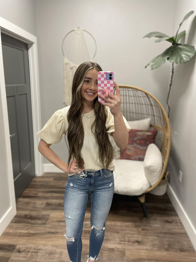 PUFF SLEEVE BLOUSE TOP EGRET
