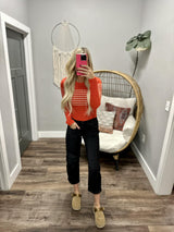 BILLABONG CLARE RED STRIPE SWEATER TOP