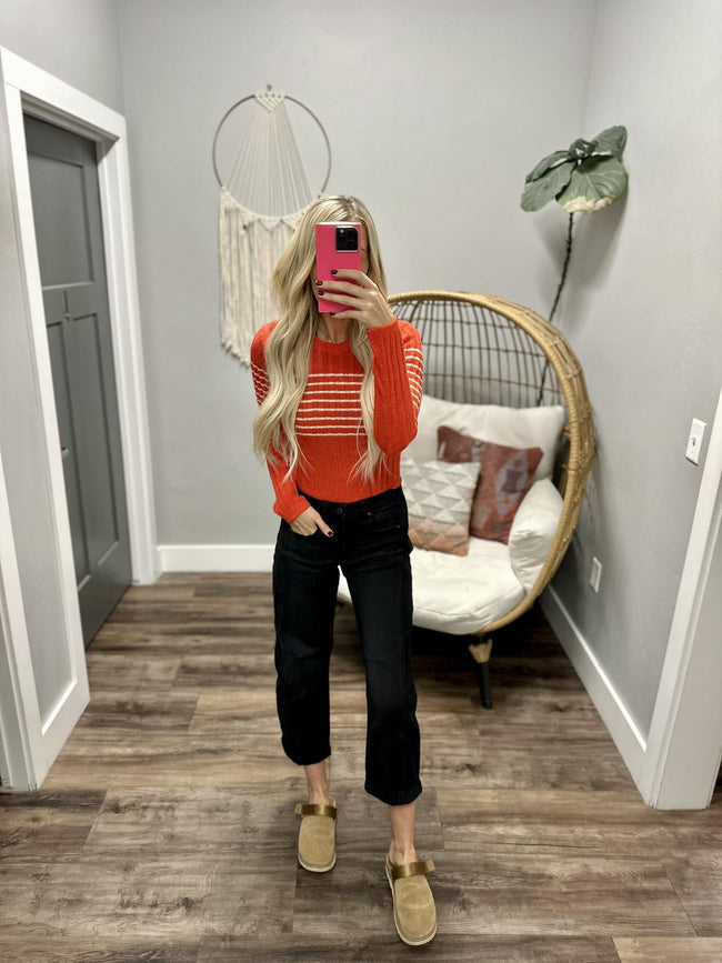 BILLABONG CLARE RED STRIPE SWEATER TOP