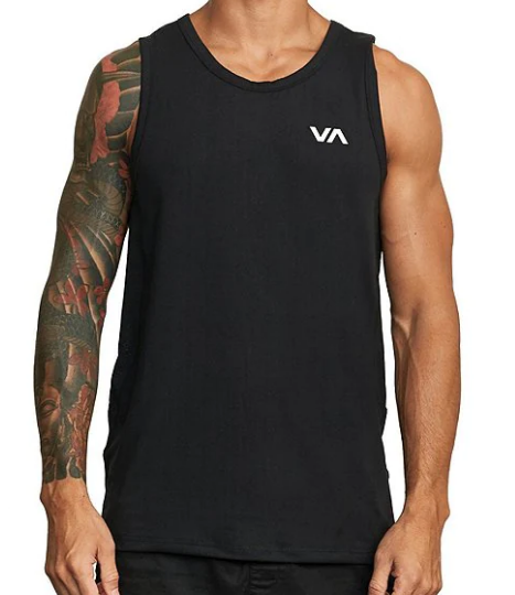 MENS RVCA BLACK VA SPORT VENT TRAINING TANK TOP