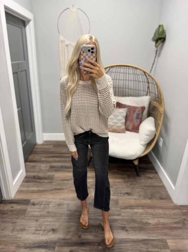 KATHY TAUPE TEXTURE PATTERN SWEATER TOP