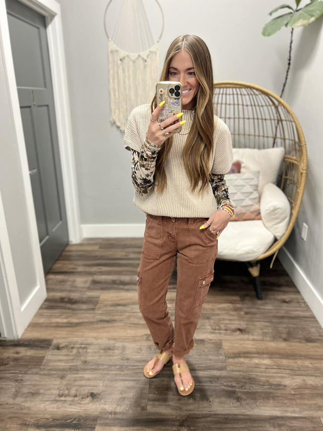 ALISE MOCHA POCKET KNIT SWEATER TOP