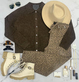 KALLIE CHOCOLATE BROWN BUTTON UP CARDIGAN TOP