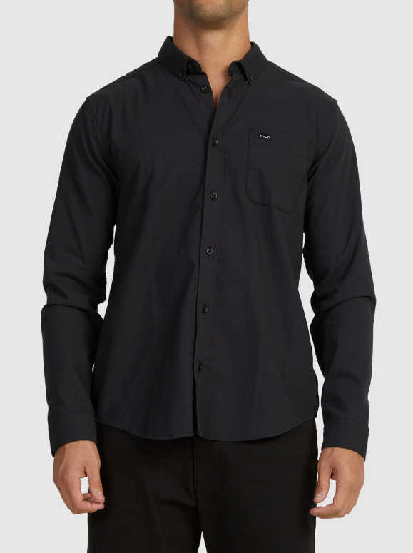 MEN'S RVCA THAT'LL DO STRETCH LONG SLEEVE BUTTON UP SHIRT BLACK
