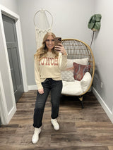 OATMEAL HOWDY KNIT SWEATER TOP