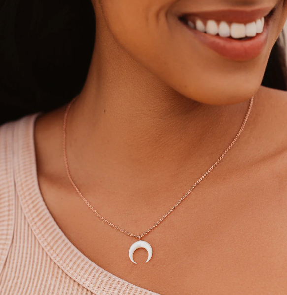PURA VIDA PEARL CRESCENT MOON NECKLACE