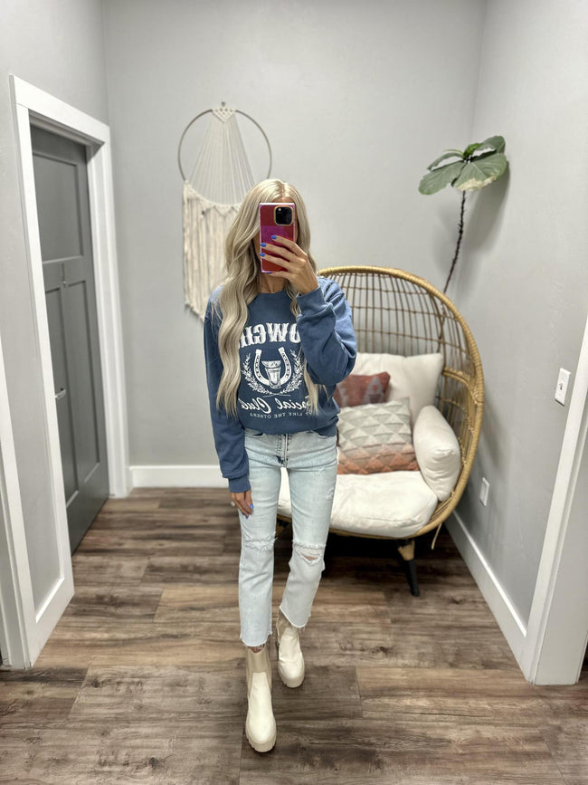 DENIM COWGIRL SOCIAL CLUB GRAPHIC SWEATSHIRTS