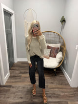 KATHY OLIVE TEXTURE PATTERN SWEATER TOP