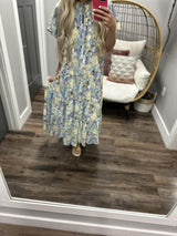 VICTORIA BLACK IRIS SMOCKED FLORAL DRESS