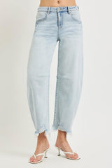 CARLIE HIGH RISE LIGHT WASH BARREL JEANS