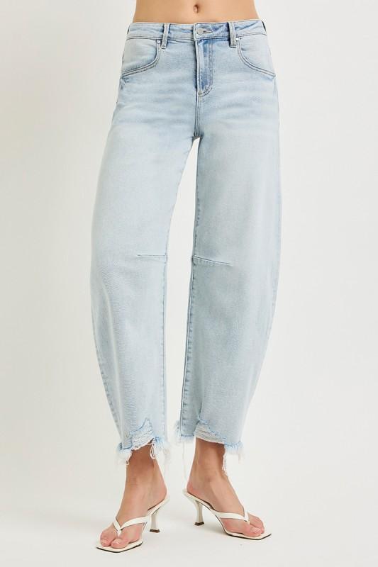 CARLIE HIGH RISE LIGHT WASH BARREL JEANS