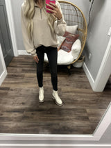 HAILEY TAUPE HALF ZIP KNIT SWEATER TOP