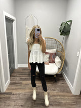 ELSA WHITE SQUARE NECK TIE SMOCKED TANK TOP