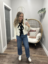 MILEY CREAM KNIT BOW FRONT SWEATER TOP