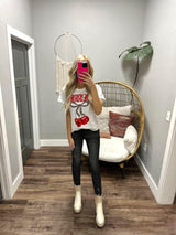 WHITE CHERRIES LEOPARD GRAPHIC TEE