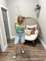 ROBBIE DEEP JADE SHORT SLEEVE KNIT SWEATER TOP
