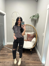 VALERIE CHARCOAL CROCHET POCKET TEE