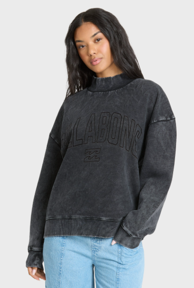 BILLABONG BLACK SANDS SUN WASHED MOCK NECK CREW SWEATER